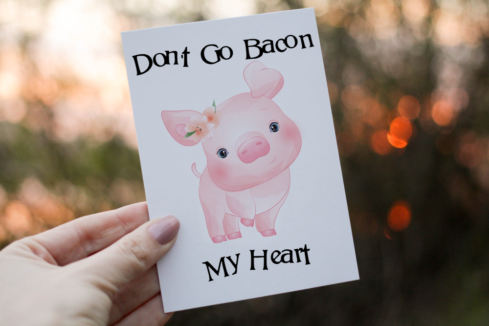 Funny Pig Valentine Card, Card for Valentine, Greetings Card